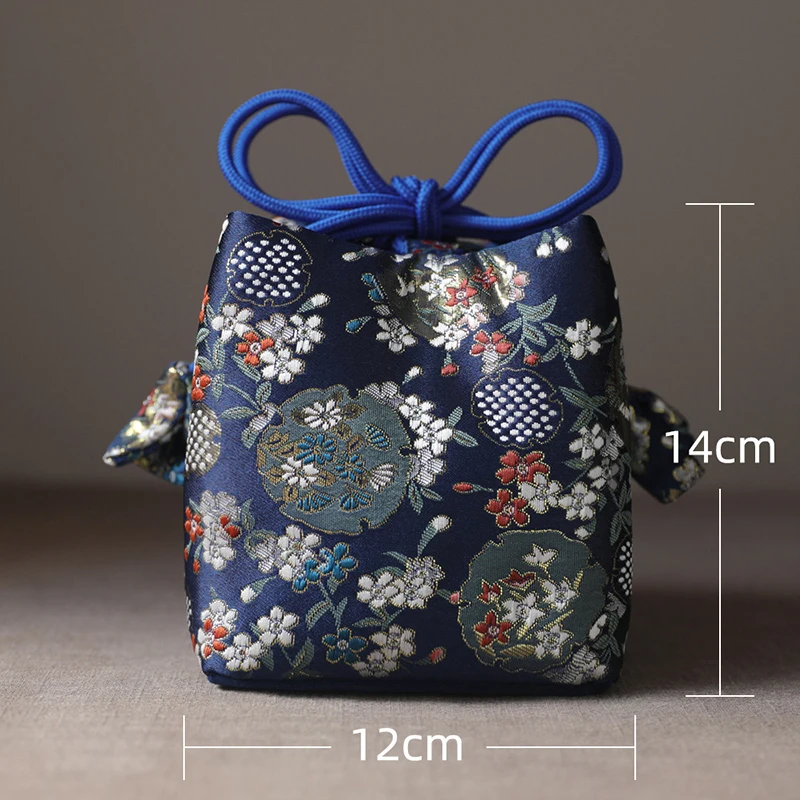 10/12cm Retro Print Outdoor Tea Set Storage Bag Portable Travel Teapot Cup Cotton Protect Cloth Bags Tea Ceremony Accessories