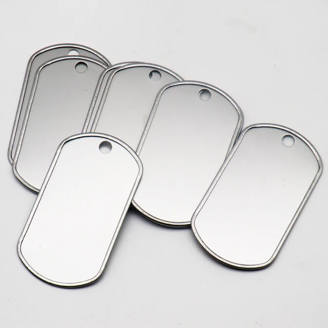 Stainless Steel Army Dog Tags Blank Military Dog Tags with Mirror Surface  Suitable for Laser Engraving 10pcs/lot