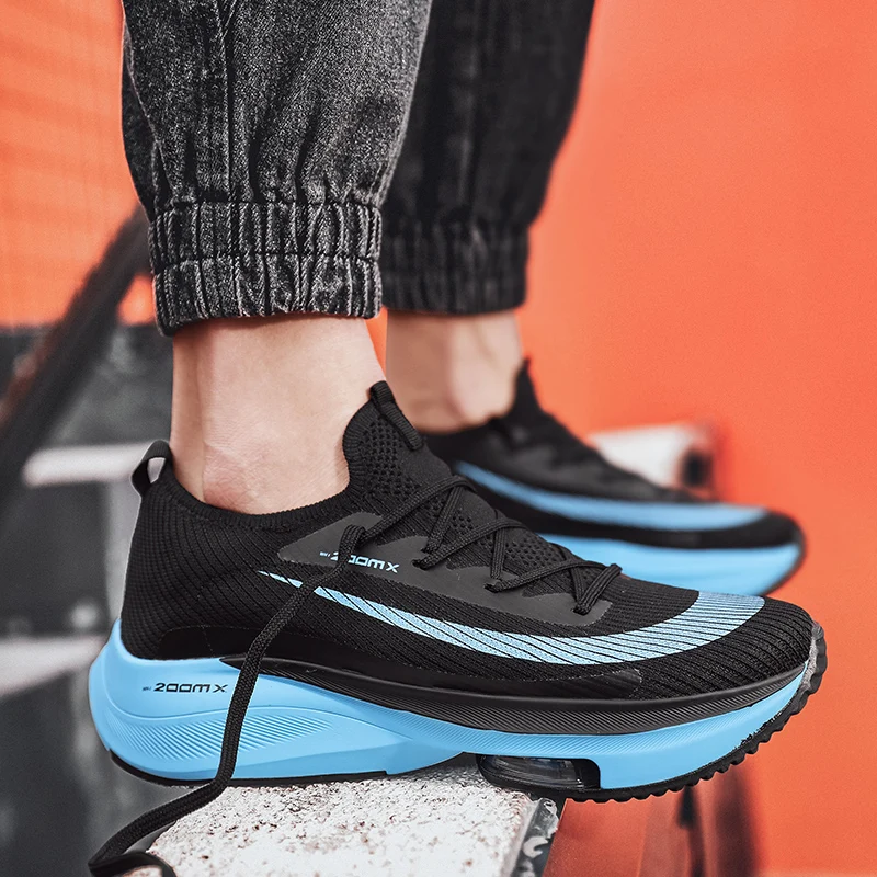 Men's Elevated Breathable Running Shoes Soft Elastic Air Cushion Walking Neutral Sports Shoes Outdoor Marathon Couple Sports