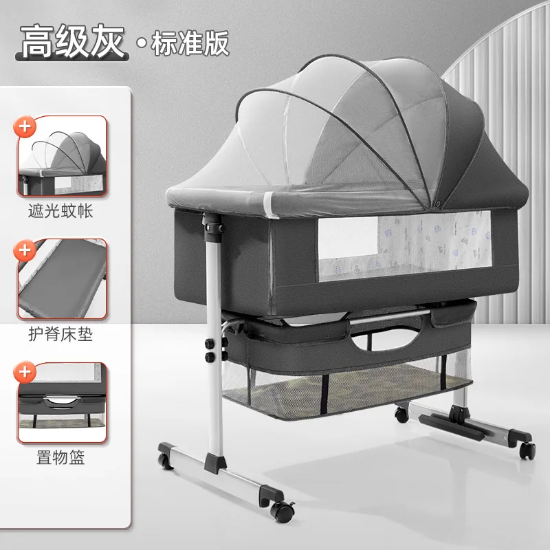

Baby Crib Newborn Bed Splicing Big Bed Baby Crib Bb Crib Cradle Bed Multi-functional Mobile and Foldable