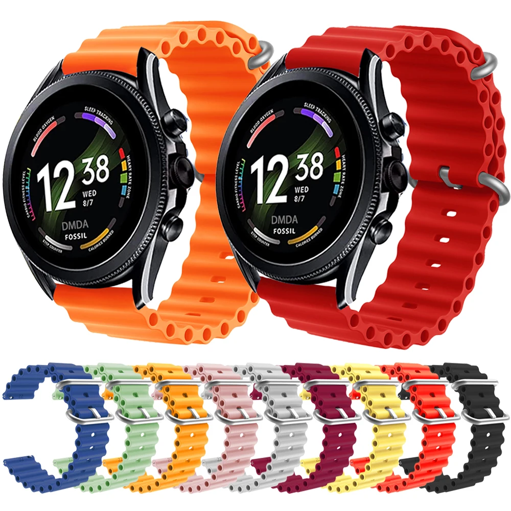 Cinturino Smart Watch In Silicone Per Fossil Gen 6 44Mm Ocean Strap Per Fossil Gen 5E 44Mm/Gen 5 Lte 45Mm Accessori Per Braccialetti Da Polso