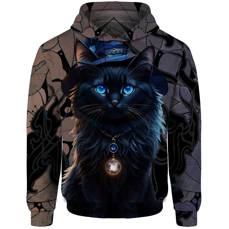 thumbnail image 1 of Sudadera con capucha con estampado 3D de cuervo, esqueleto, ballena y gato para hombre, patrón de demonio, manga larga, informal, cómoda, holgada, 1 of 4