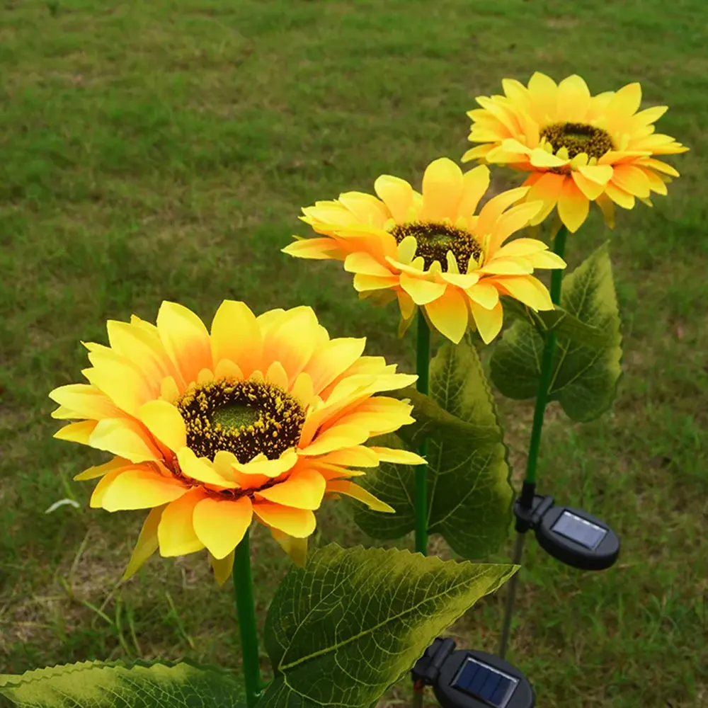 1PC Sunflower Solar Lights Outdoor Decor Sunflower Yellow Flower Lights Decorative Waterproof  Patio Lawn Garden Yard Pathway 2