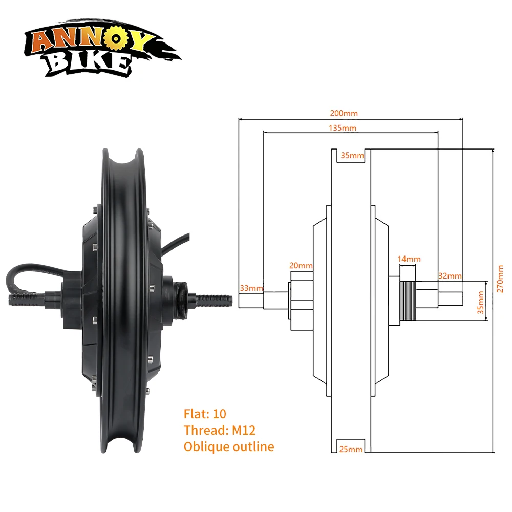 Ebike Motor Kit 14 inch Electric Bicycle Hub Wheel 48V-72V 1500W-3500W 120KM/H Brushless High Speed 1200RPM Scooter