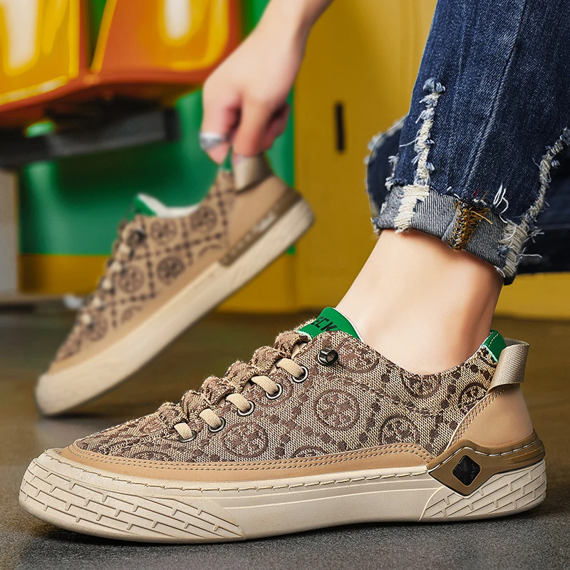 

Мужская обувь Новинка весна-лето 2024 Модная брендовая тканевая мягкая резиновая подошва с цветочным принтом дышащая модная повседневная обувь для мужчин