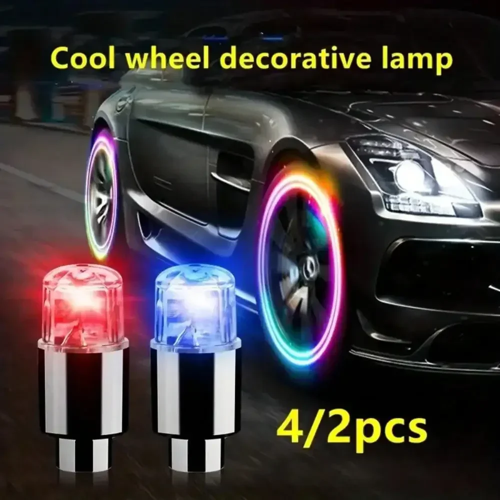 4Pcs Tire Valve Cap Lights For Car Motorcycles Bicycles Electric Vehicles