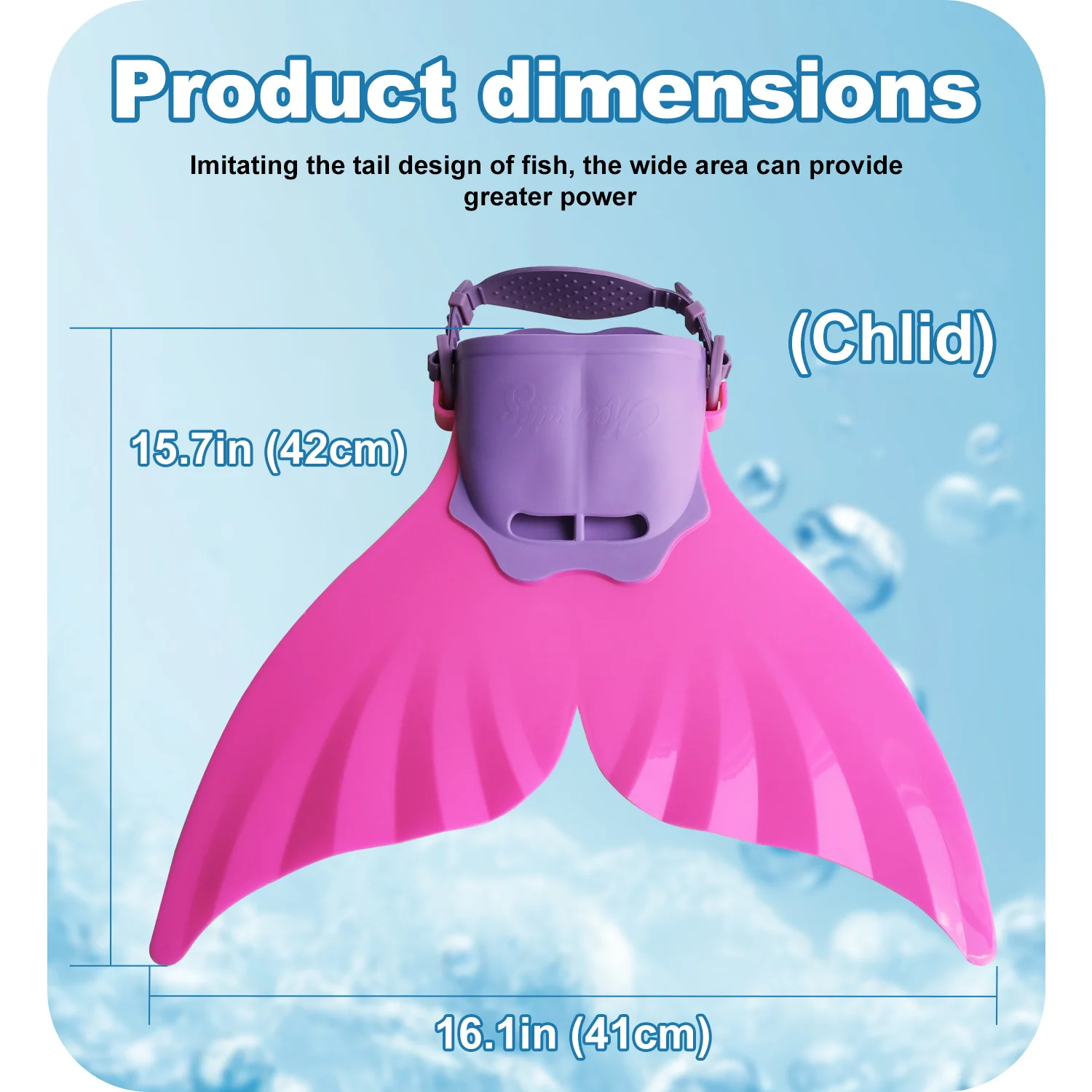 Adjustable Mermaid Silicone Fins Swimming Training & Beach Soft Body Hard Fin 3 Non-Slip Grips Photo Cosplay Gear for Kid