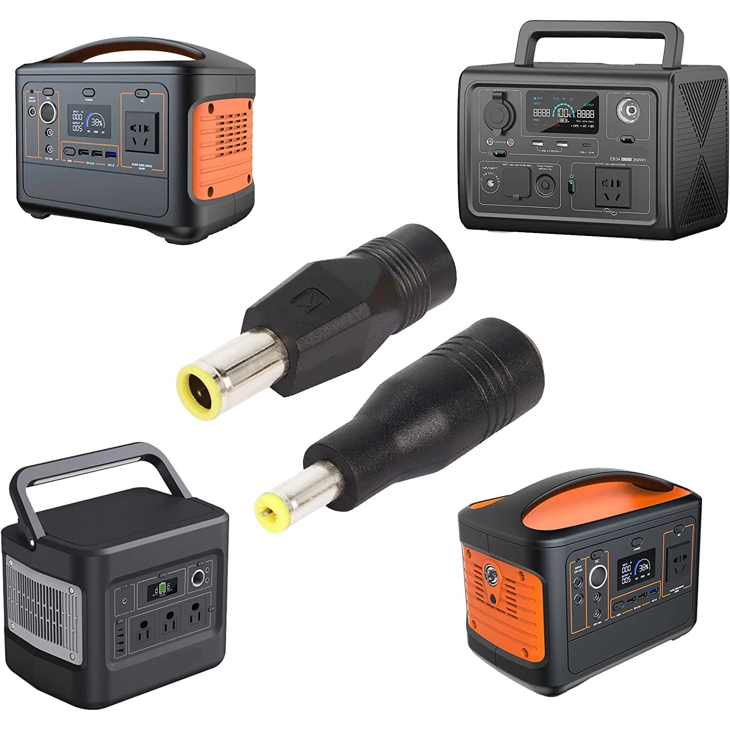 DC Power Plug Adapter 2Pcs DC 8mm Male to 5.5mm x 2.1mm Female and 2Pcs 5.5mm x 2.1mm Male to 8mm Female Connectors 4-P