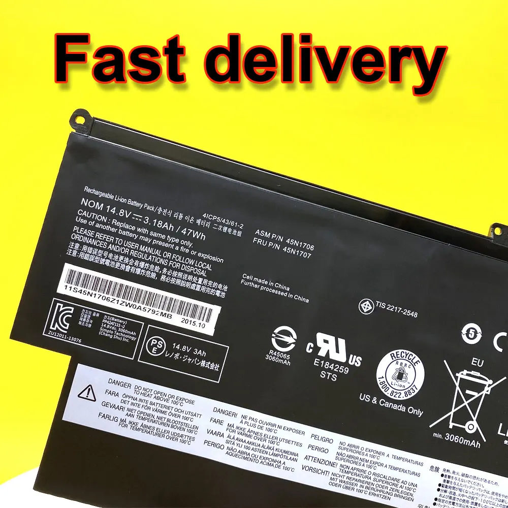 Bateria do Portátil 14.8v 47wh para Lenovo Thinkpad s1 120 S240 20cd 20c0 Ioga 12 20dl 20dk Pro 45n1705 45n1707 45n1704 45n1706 - Imagem 4