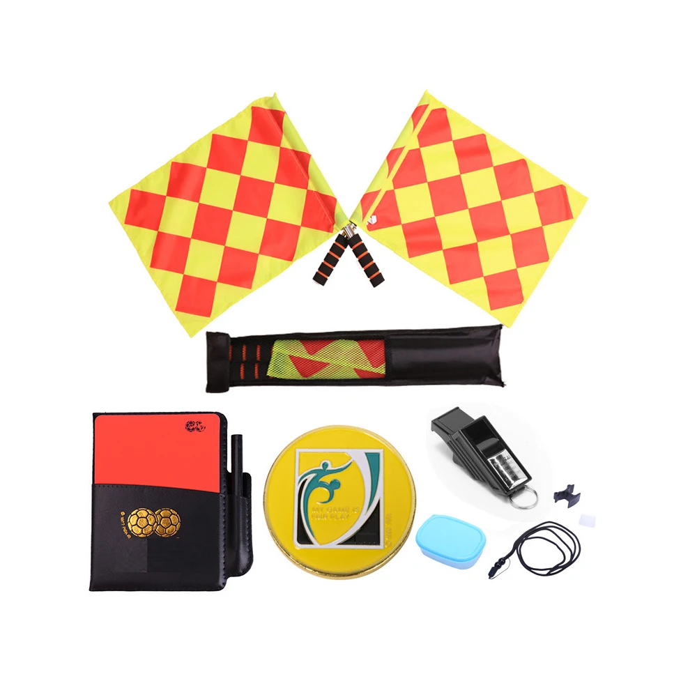 Football Referee Kit Referee Red Yellow Cards Soccer Whistle Side Toss Picker Soccer Flag Football Match
