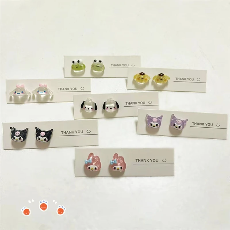 

Sanrio серьги Kuromi Cinnamoroll My Melody Pompompurin пластиковые серьги в стиле Харадзюку милые мягкие мини-серьги для девочек