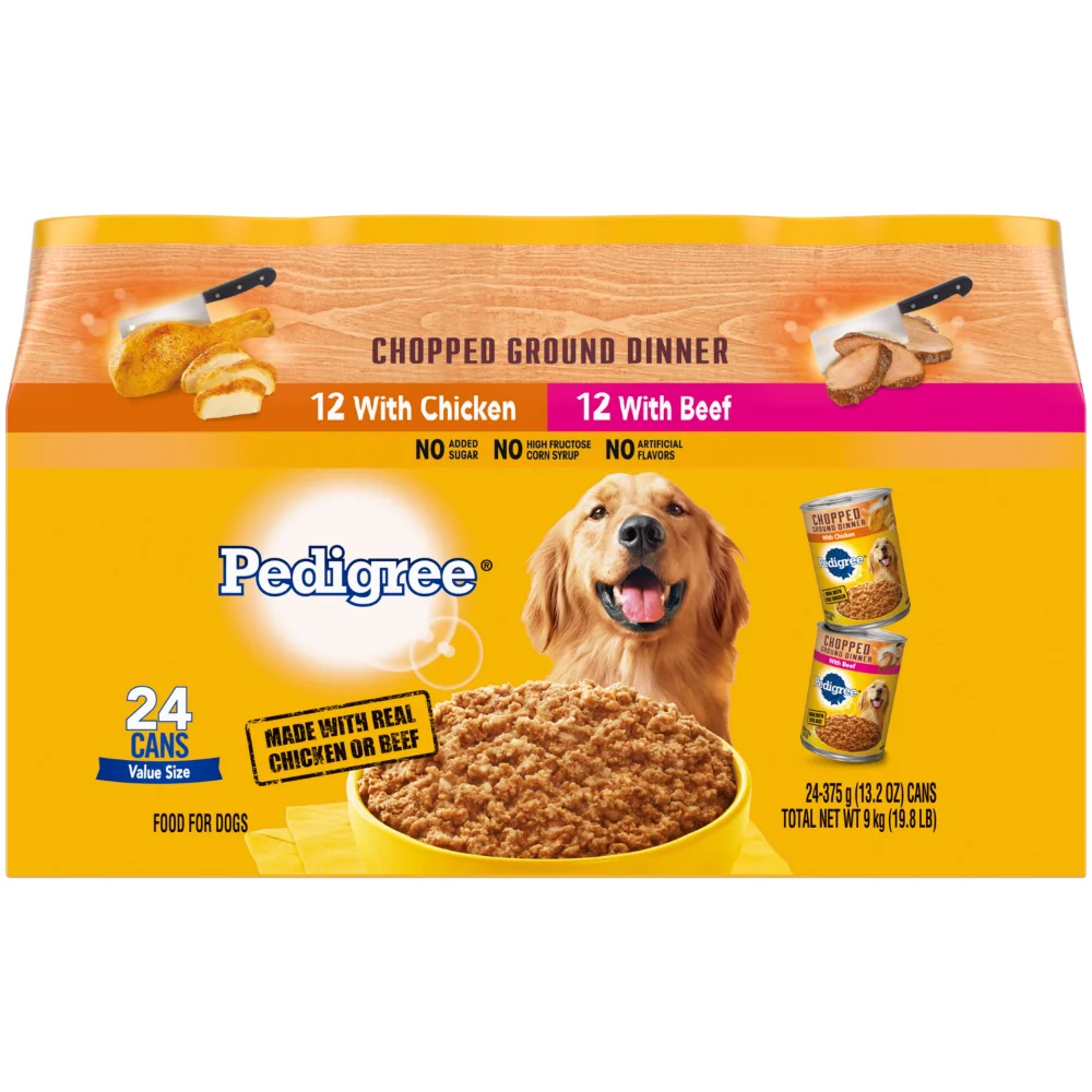 

Pedigree Beef & Chicken Flavor Wet Dog Food Variety Pack for Adult, 13.2 oz. Cans (24 Count)