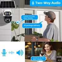 Caméra solaire 4G extérieure à double objectif, triple écran, 12MP, 6K, caméra de surveillance sans fil V380 Pro, batterie intégrée 8000mAh 5