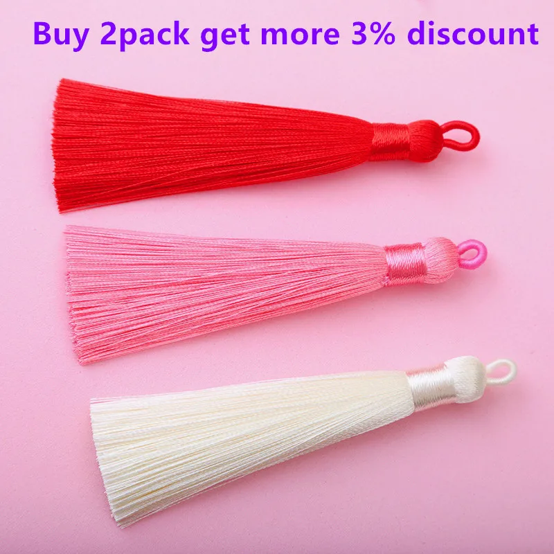 10/20pcs 8cm Earrings Tassel Pendant Crafts Diy Jewelry Making Bags Keychain Handmade Satin Fringe Earring Charms Wholesale