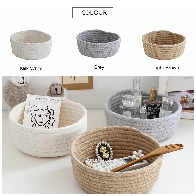 Nordic Cotton Rope Storage Baskets Woven Desktop Sundries Kids Toys Organizer Box Baby Dirty Clothes Laundry Basket Hamper 1PS 1