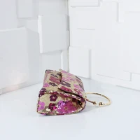 Sacs à poignée supérieure en métal pour femmes de mariée, sac à main de soirée à paillettes brillantes, pochette de fête à fleurs colorées, sacs à bandoulière avec chaîne 6