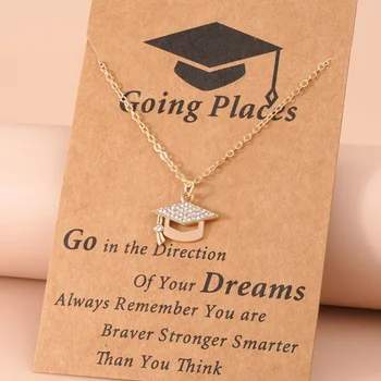 Creative Graduation Commemorative Gift Alloy Doctor Hat Graduation Necklace Tennis Necklace