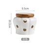 Hollow Openwork Ceramic Garlic Storage Jar with Lid Pumpkin shape Garlic Head Ginger Chili Pepper Storage Jars Candle Lampshade 6