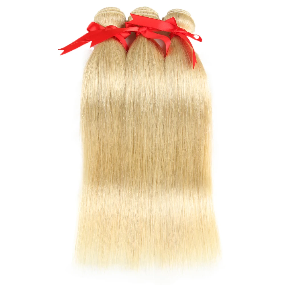 Fasci di capelli umani lisci eleganti 613 fasci di tessuto di capelli umani lisci brasiliani biondi fasci singoli estensioni dei capelli di Remy - immagine 2