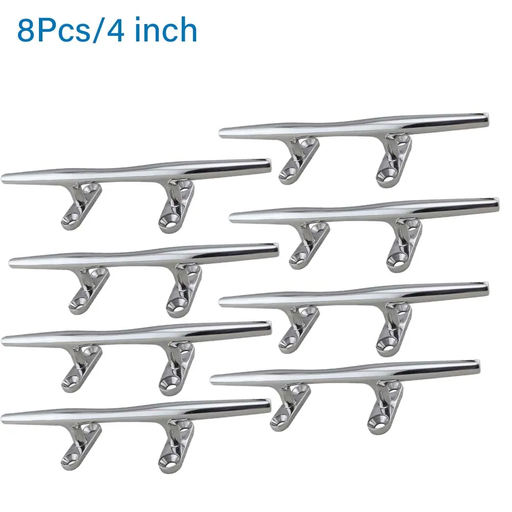 Andymarine 8 Pcs Set 4 inch Stainless Steel Boats Hollow Cleat Polished Hardware Marine Flat Deck Mooring Auto Kayak Accessories 12pcs stainless steel boats flat head tapping screws straps kayak stainless steel grab handles