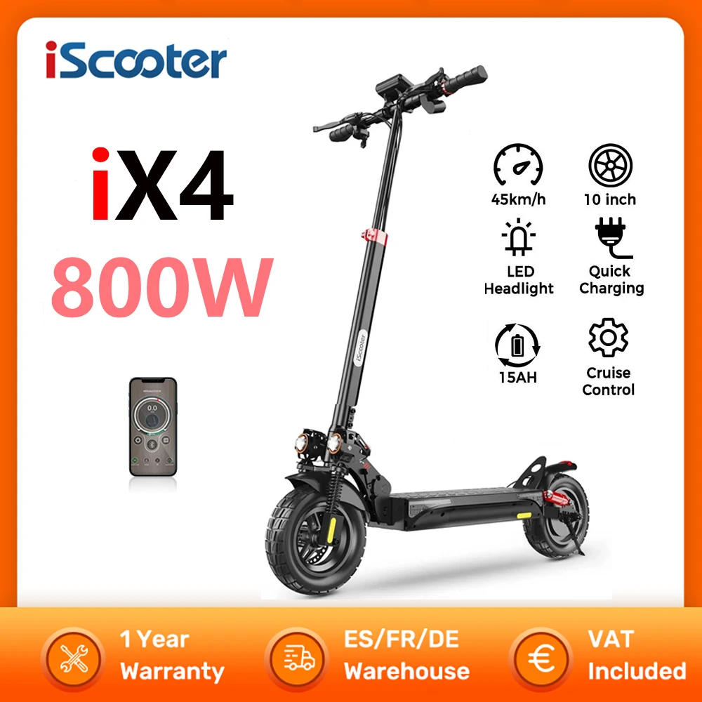 iScooter iX4 Electric Scooter 800W Smart EScooter 48V 15Ah LCD