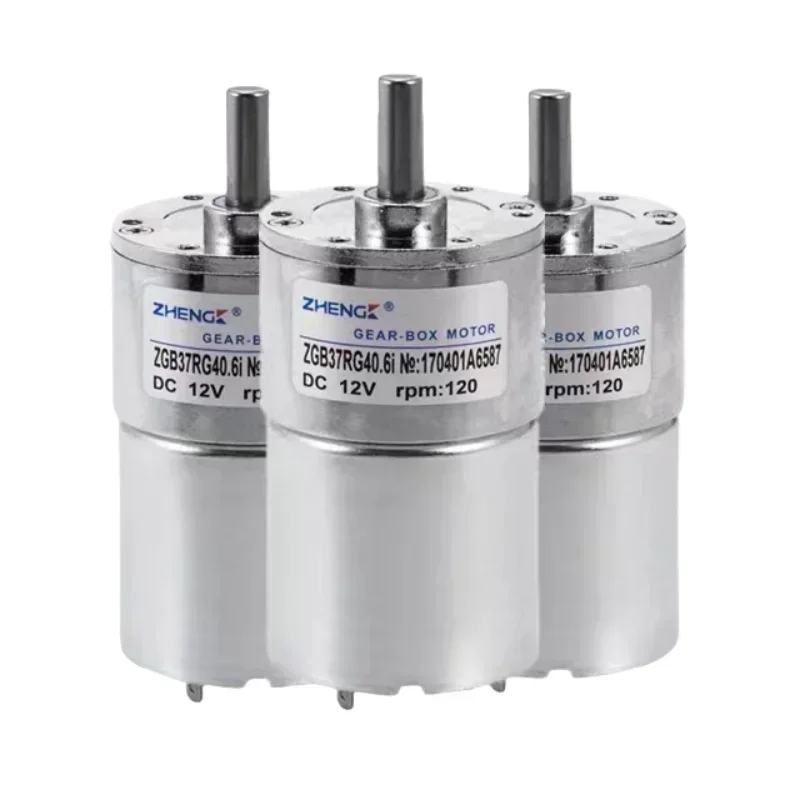 Moteur à Engrenage ZGA37RG 12V/24V - Vitesse Lente Réversible 5 à 1000 Tr/min, Arbre 6x14 Mm