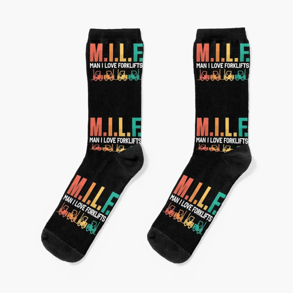 Forklift Operator MILF Man I Love Forklifts Driver Socks Happy Socks Women Christmas Socks happy bonsai choose it shape it love it