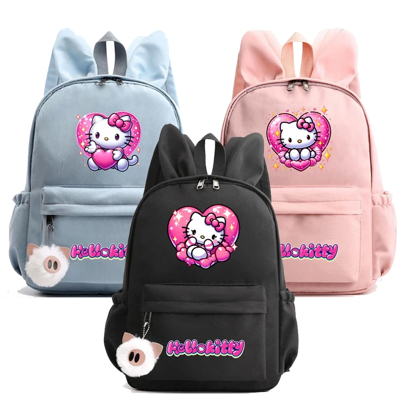 

Anime Hello Kitty Backpack Teenager Girl Boy Backpack Schoolbag Back To School Bookbag Men Women Leisure Travel Bag Mochila