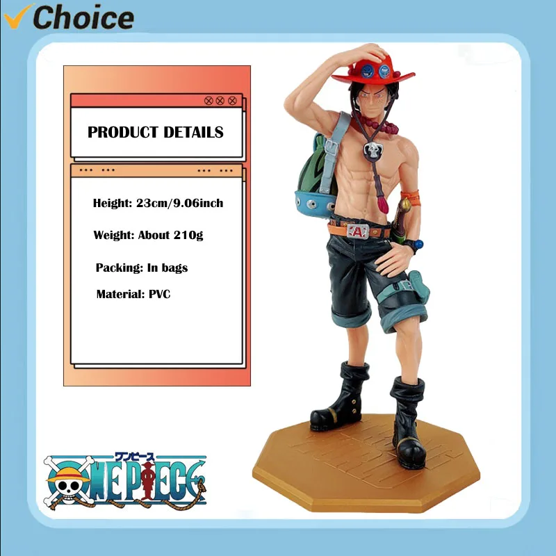 

23cm/9.06inch One Piece Backpack Ace Anime characters Action figures PVC collection Model Toy Car Ornaments Birthday Gift
