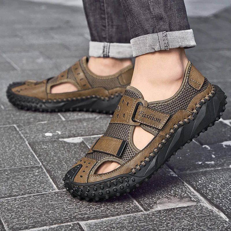 

Men's Breathable Mesh Shoes 2023 Summer New Closed Toe Platform Sandals for Men Outdoor Light Hollow Male Casual Walking Shoes