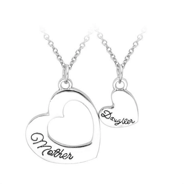 Mother Daughter Necklace Set, Tiny Hearts & Cut Out Heart Charm Necklace,  Optional Mother Of Two, Mother Of Three, Mother And Daughters | DoodleBeads