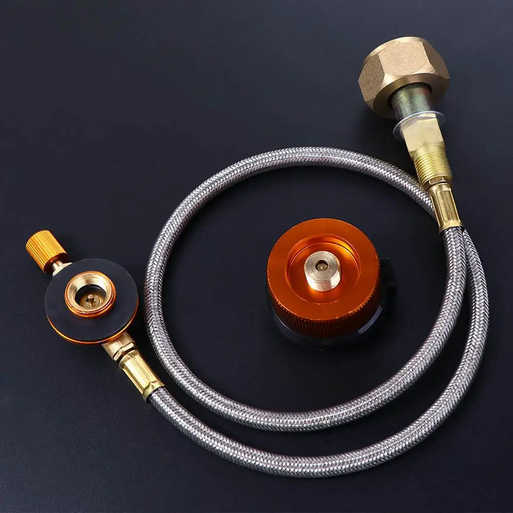 Save Durable Gas Charging Valve Flat Cylinder tank Stove Metal Tube Gas Stove Coupler Container Adapter Propane Refill Adapter