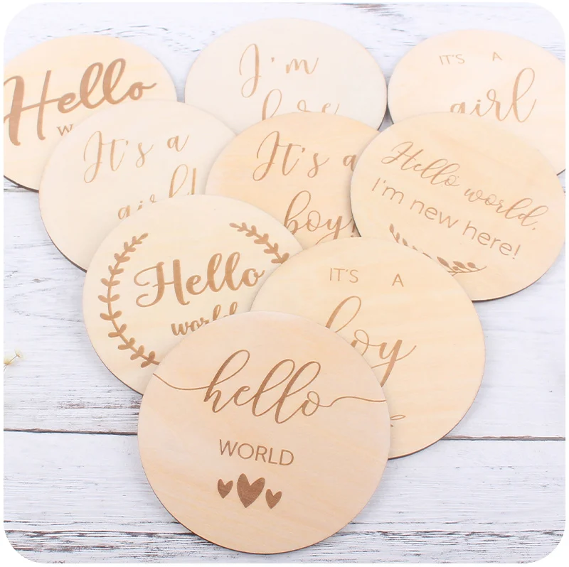 1pcs Newborn Milestone Card Wooden Commemorative Baby Birth Monthly Recording Cards Infant Photography Props cheap newborn photography near me