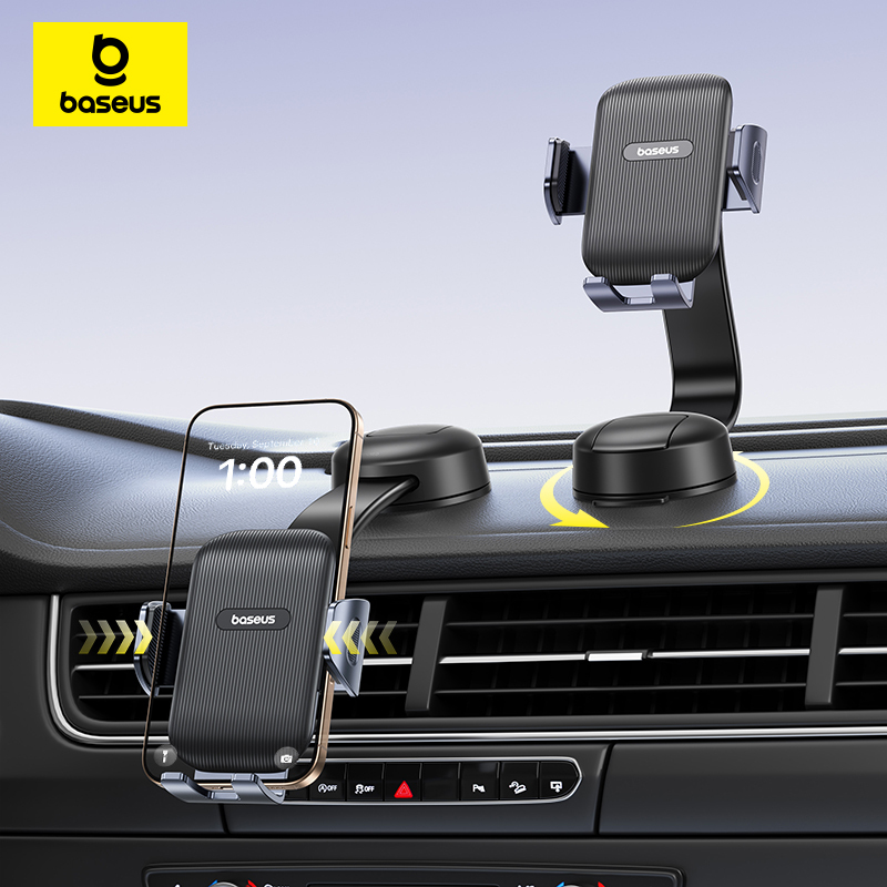  Baseus Car Phone Holder Mobile Phone Holder Car Mount For Samsung iPhone Xiaomi Huawei Foldable Holder Dashboard Sucker Stand 