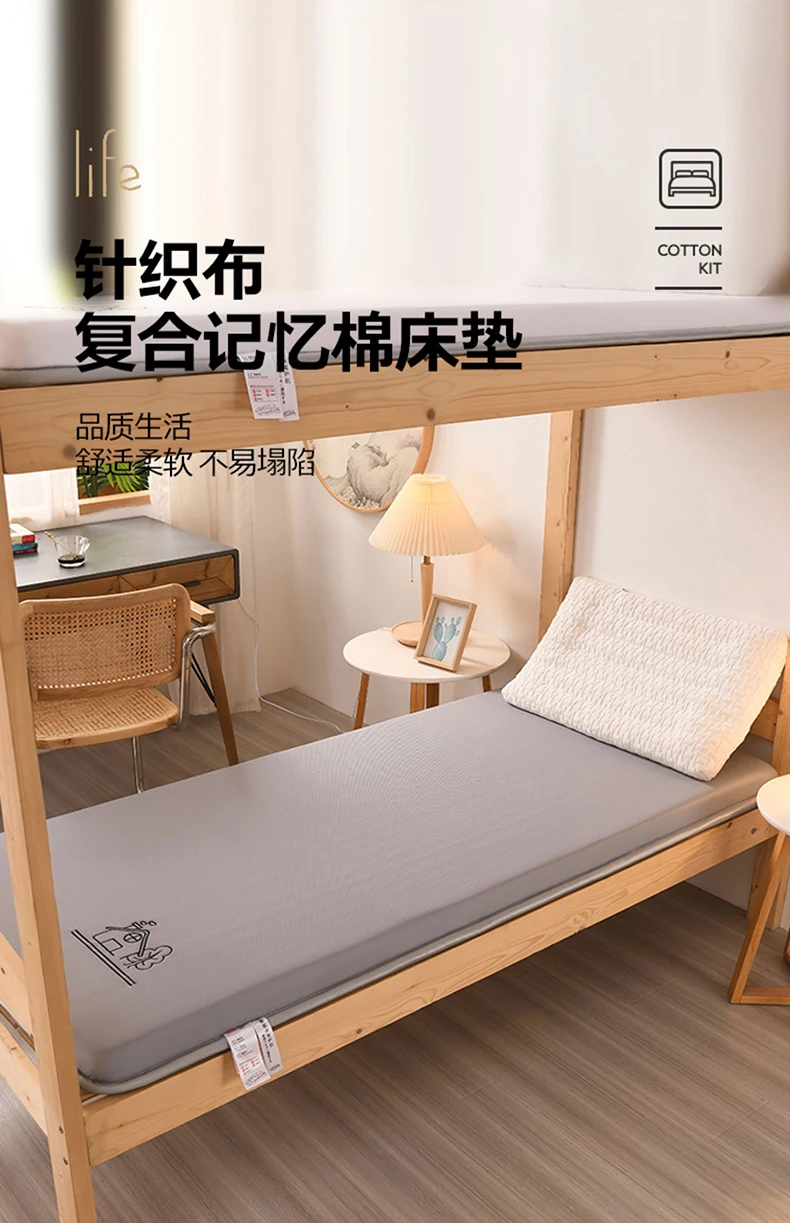 Description Picture 2 of itemThickened knitted cotton memory sponge mattress household double bed student dormitory single bed foldable non-slip plate