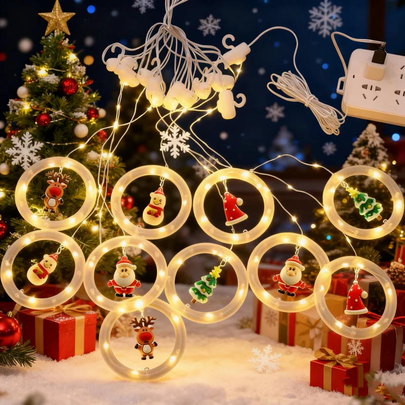 Guirlande lumineuse LED Père Noël, décoration de Noël, guirlande lumineuse d'intérieur, veilleuse, cadeau de Noël et de Nouvel An_voghion.com