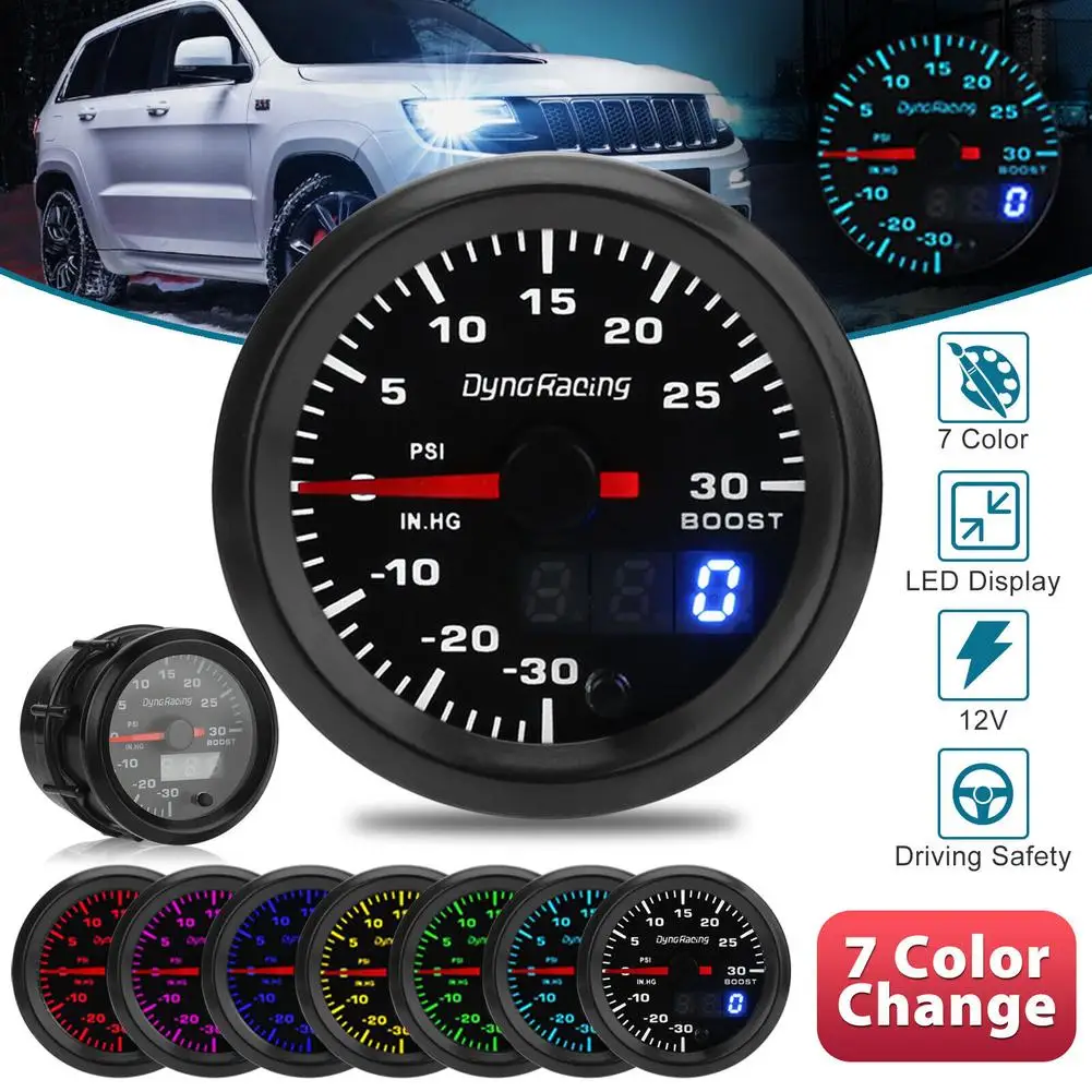 

Car Turbo-B oost Meter Psi Pressure Gauge 2-inch 52mm Pointer Digital Display High-speed Motor Oil Pressure Instrument