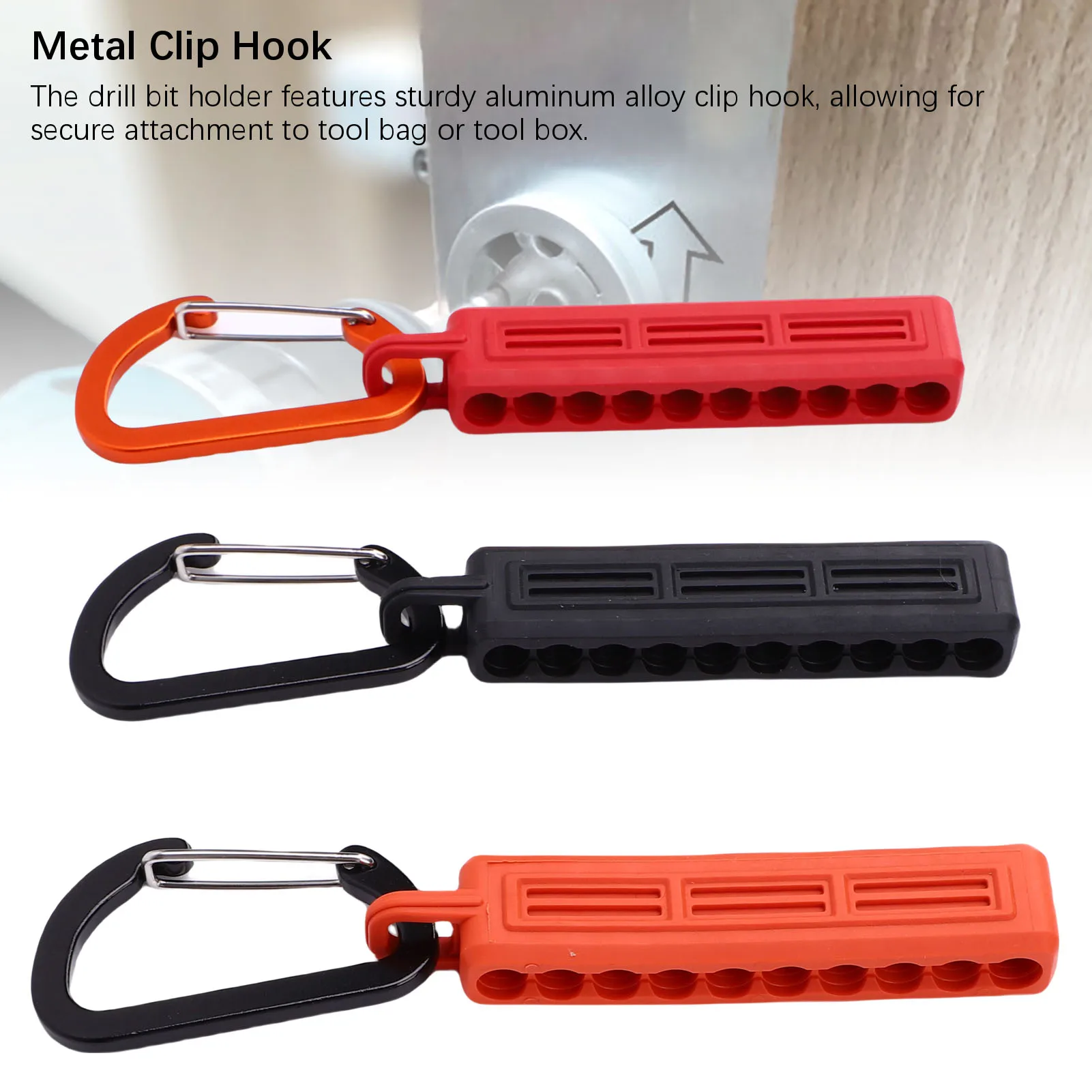 10 Hole Bit Holder 1/4 Inch Shank Screwdriver Drill Bit Storage Organizer with Clip Hook Bit Holder Screwdriver Bit Holder