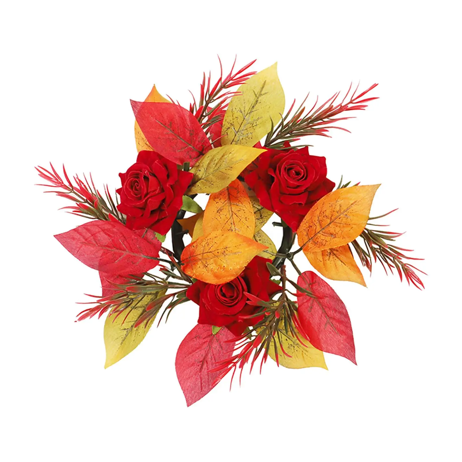 

Candle Ring Wreath Autumn Wreath Rose Wreath Pillar Candleholder for Thanksgiving Living Room Centerpieces Easter Ornament