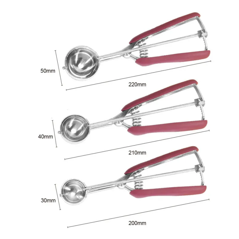 Ice Cream Scoop Cookie Dough Spoon Fruit Potato Watermelon Digging Ball Spring Handle Kitchen Accessories