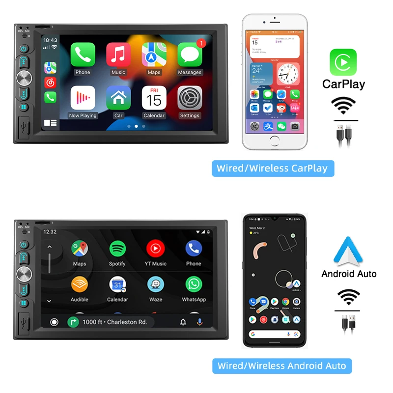 2 Din Android Car Radio Wireless Carplay Android-Auto Bluetooth RDS GPS  Navigation Wifi USB TF Multimedia Player Head Unit 8802 - AliExpress