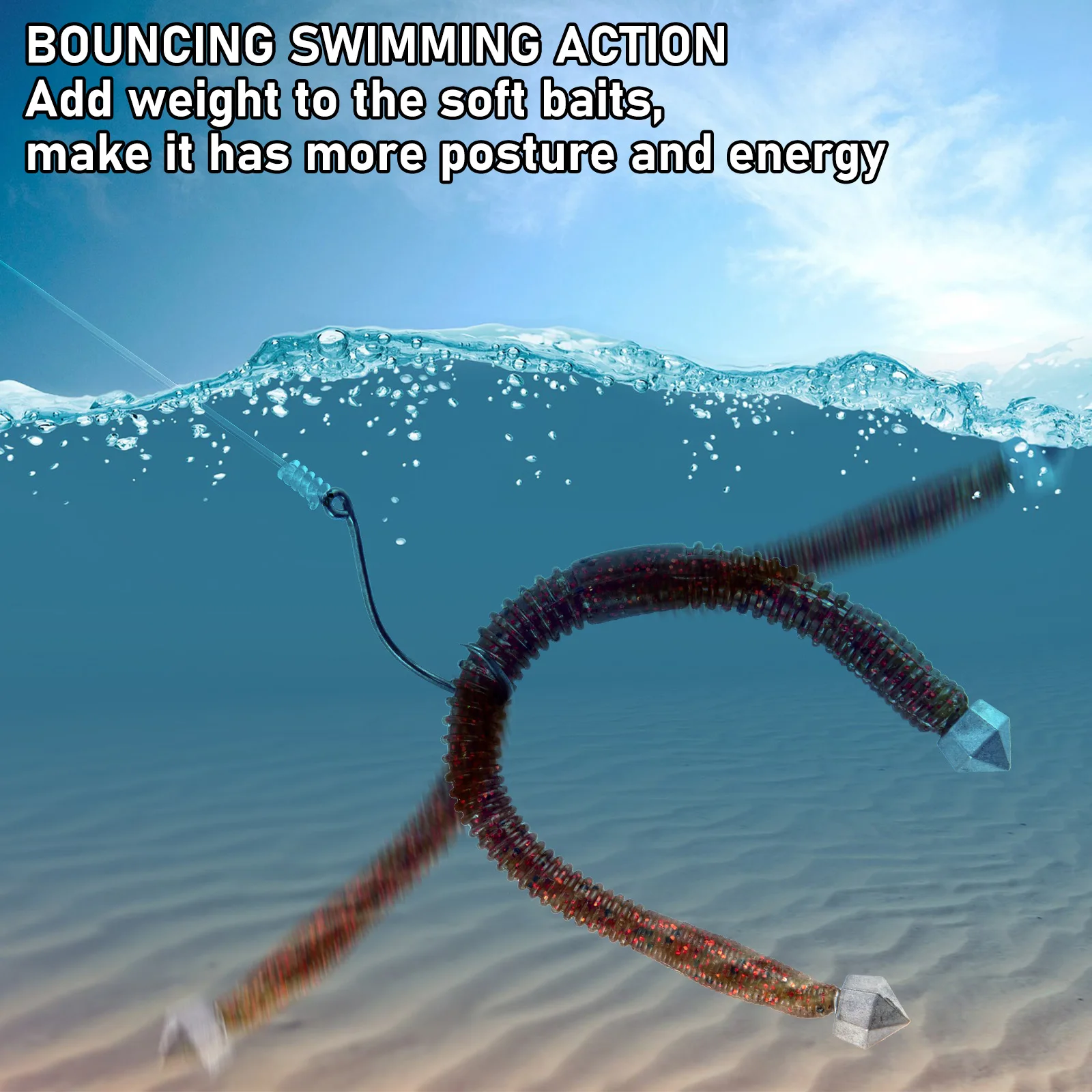 Wacky Worms Fishing Nail Weights Kit 70PCS Worm Sinkers For Wacky