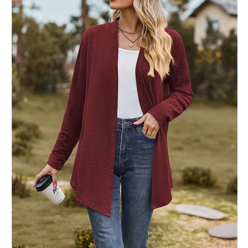 Women's Clothing Autumn Korean Fashion Irregular Elegant Cardigan Jacket Office Lady Casual Solid Long Sleeve Twist Tunic Coats