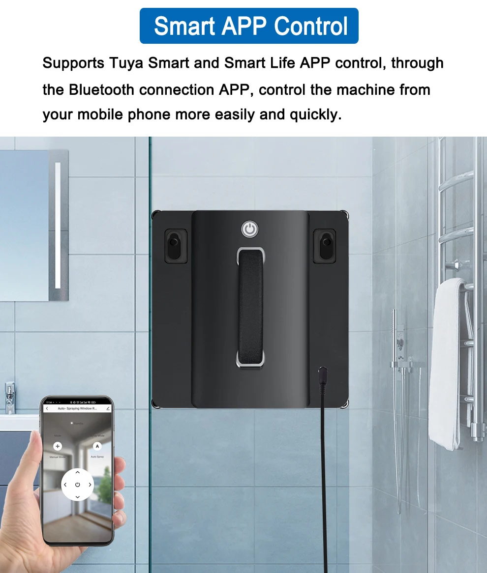 Description Picture 5 of itemPurerobo W-S9S Window Cleaning Robot Smart APP& Remote Control Automatic Water Spray Clean Glass Electric Vacuum Cleaner Robot