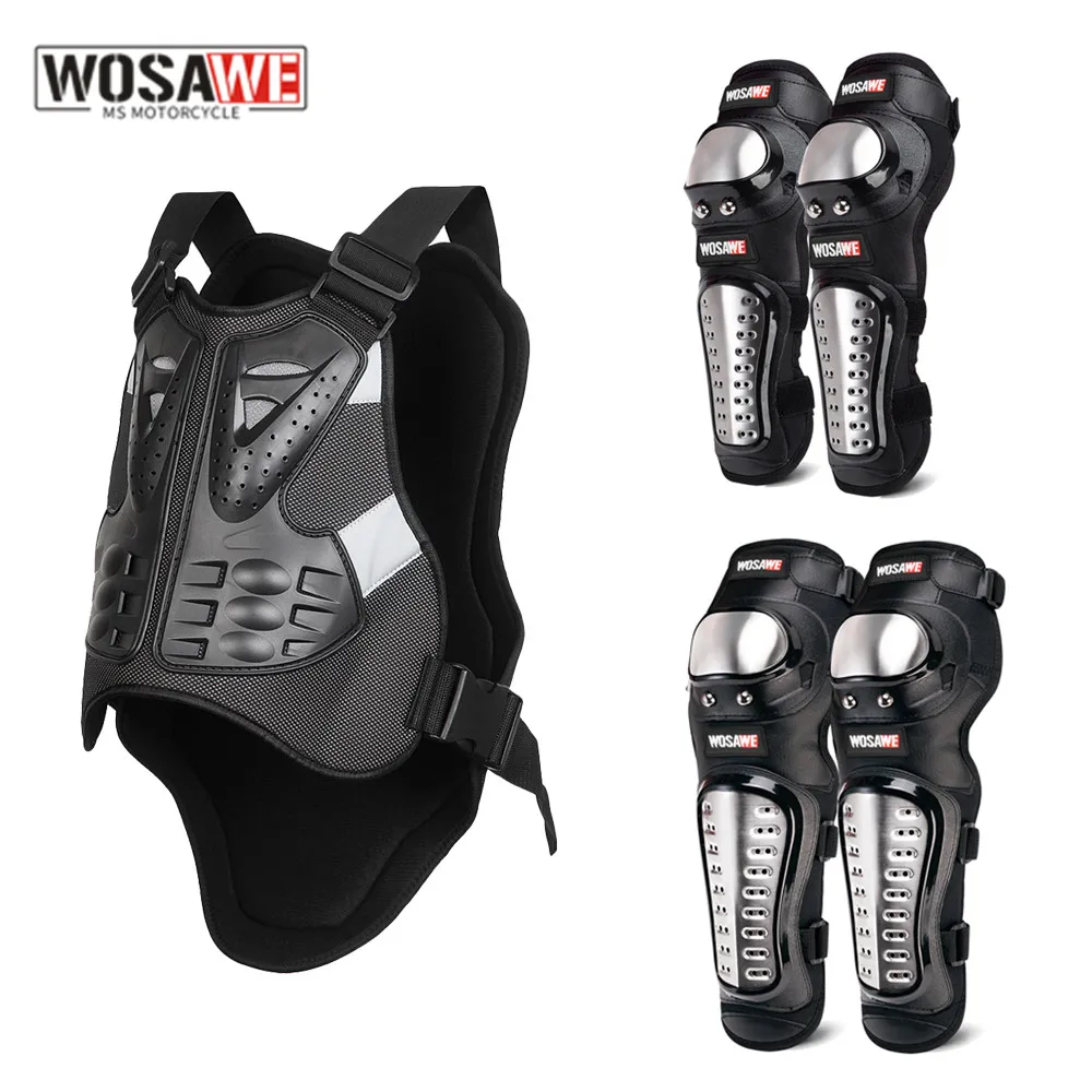 

WOSAWE Motorcycle Body Armor Motocross Chest Back Protector Vest Bike Skiing Snowboard Jacket Racing Protective Body Guard Armor