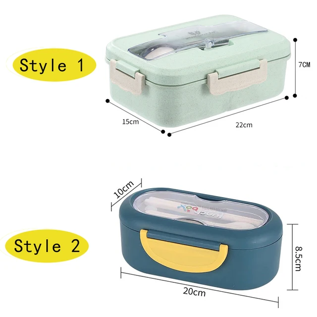Microwave Lunch Box Wheat Straw Dinnerware Food Storage Container Children Kids School Office Portable Bento Box Lunch Bag 2