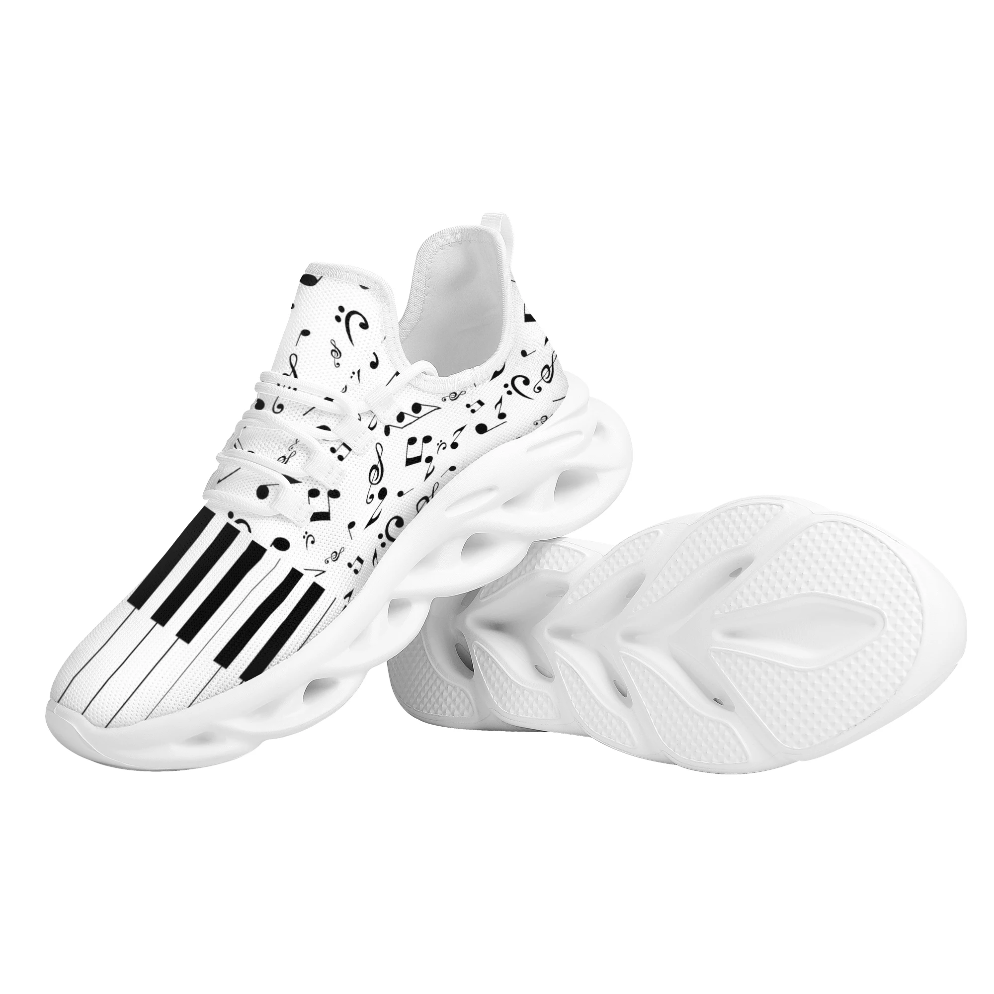 Fashion Musical Notes Cartoon Pattern Female Flat Shoes Comfort Sport Sneakers For Women Lace Up Platform Shoes