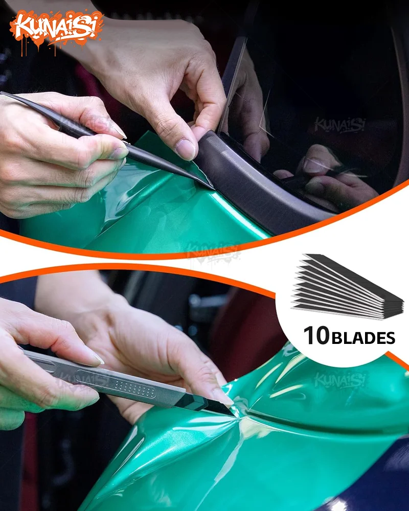 KUNAISI Auto Vinyl Wrap Tools Set Fenster Tönung Kit Neue Orange Gummi Rakel Film Anwendung Aufkleber Cutter Reinigung Wischer Werkzeuge – Detail 5