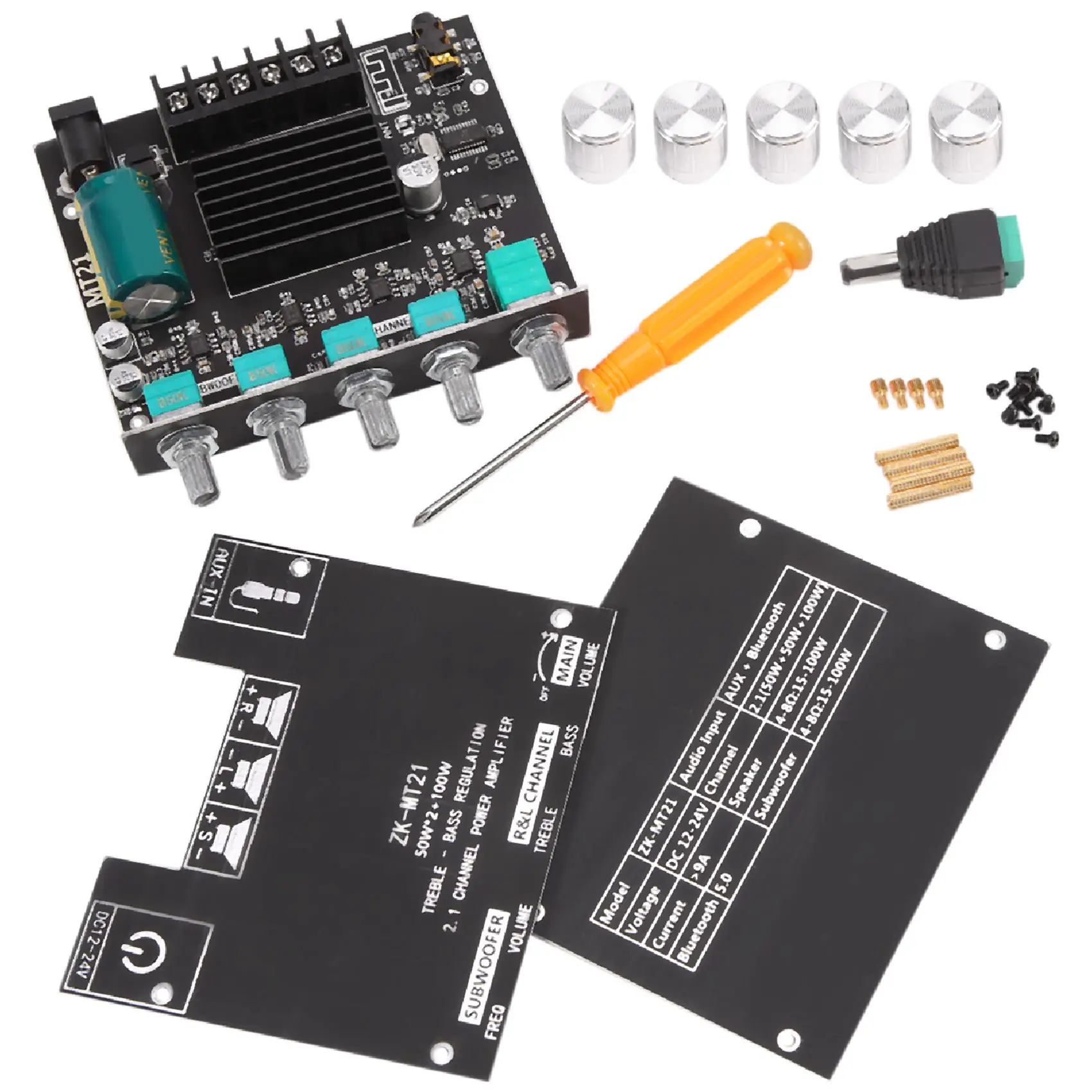 Zk-Mt21 2.1 Canali Bluetooth 5.0 Scheda Amplificatore Subwoofer 50 Wx2 + 100W Potenza O Scheda Amplificatore Stereo B Amp Aux