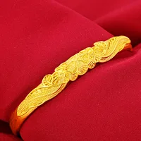 Bracelet ajustable confortable en forme de paon pour femme, or 24 carats AU999 |   S'adapte bien au poignet, confortable pour une utilisation prolongée 6
